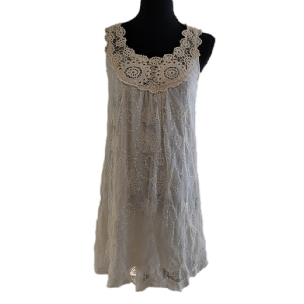 Pinky Ivory Lace Slip Dress ~ Size Small